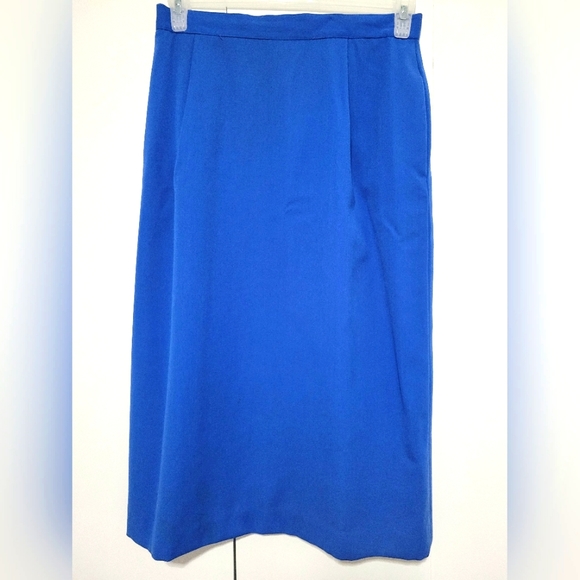 Vintage Royal Blue Midi Pencil Skirt - Made in Canada, 100% Pure Wool - Picture 1 of 9